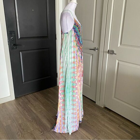 La Moda Clothing Resortwear Multicolored Kaftan Maxi Dress Size S/M - Picture 3 of 12